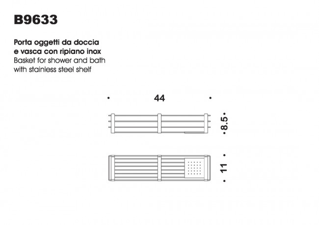 Полочка корзинка COLOMBO DESIGN ANGOLARI B9633 одинарная с металлической полочкой цвет хром