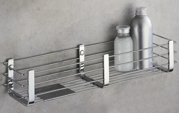 Полочка корзинка COLOMBO DESIGN ANGOLARI B9633 одинарная с металлической полочкой цвет хром