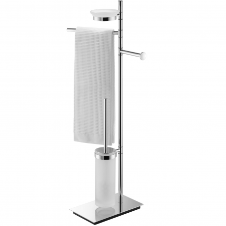 Стойка COLOMBO DESIGN SQUARE B9903 напольная с полотенцедержателем с мыльницей с держателем туалетной бумаги и с ершиком цвет хром