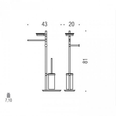 Стойка COLOMBO DESIGN SQUARE B9903 напольная с полотенцедержателем с мыльницей с держателем туалетной бумаги и с ершиком цвет хром