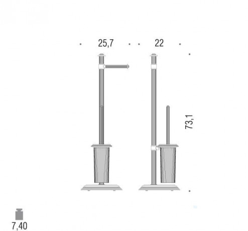 Стойка COLOMBO DESIGN HERMITAGE B3318 напольная с держателем туалетной бумаги и ершиком цвет хром