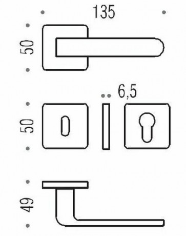 Дверная ручка Colombo Design FEDRA AC11R винтаж в комплекте с накладками под ключ для межкомнатных дверей