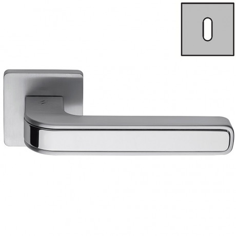 Дверная ручка Colombo Design TECNO MO11R хром матовый/хром в комплекте с накладками под ключ для межкомнатных дверей