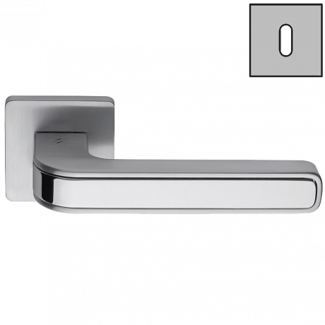 Дверная ручка Colombo Design TECNO MO11R хром матовый/хром в комплекте с накладками под ключ для межкомнатных дверей