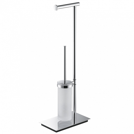 Стойка COLOMBO DESIGN SQUARE B9904 напольная с держателем туалетной бумаги и ершиком цвет хром