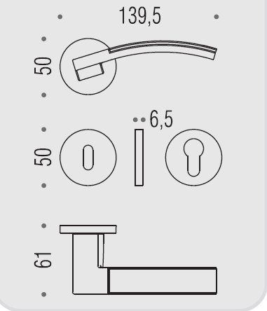 Дверная ручка Colombo Design TRAMA LC71R хром матовый/хром в комплекте с накладками под ключ для межкомнатных дверей