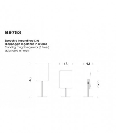 Косметическое зеркало COLOMBO DESIGN SPECCHI INGRANDITORI B9753 настольное увеличение 3 раза регулируемое по высоте цвет хром