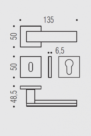 Дверная ручка Colombo Design ALBA LC91R хром матовый/хром в комплекте с накладками под ключ для межкомнатных дверей
