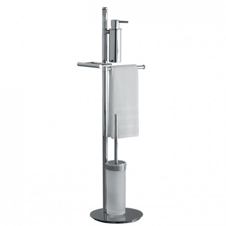 Стойка COLOMBO DESIGN PLANETS B9849 напольная с полотенцедержателем с дозатором с держателем туалетной бумаги и с ершиком цвет хром