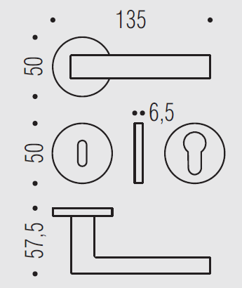 Дверная ручка Colombo Design ELLE BD11R хром в комплекте с накладками под ключ для межкомнатных дверей