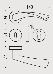 Дверная ручка Colombo Design FLESSA CB51R никель матовый в комплекте с накладками под ключ для межкомнатных дверей