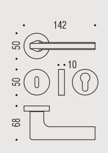 Дверная ручка Colombo Design GIRA JM11R хром в комплекте с накладками под ключ для межкомнатных дверей
