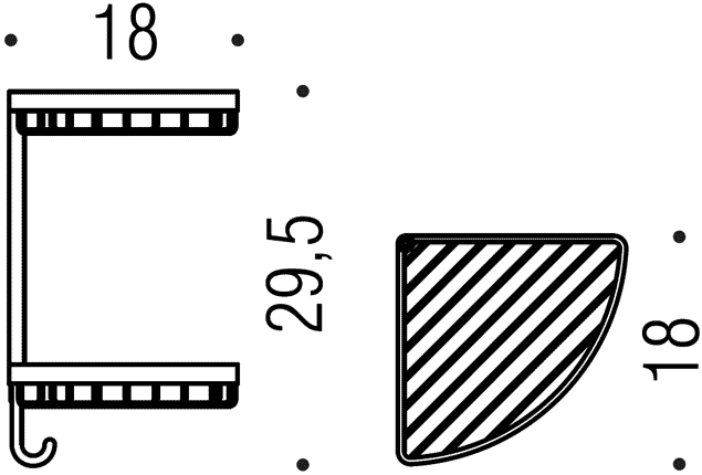 Полочка корзинка COLOMBO DESIGN ANGOLARI B9604 угловая одинарная с крючком цвет хром